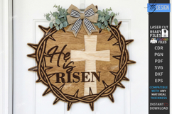 Easter Wall Round Sign Laser Cut | He Is Risen | Religion Product Image 1