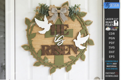 Easter Wall Round Sign Laser Cut | He Is Risen | Religion Product Image 1