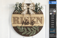 Easter Wall Round Sign Laser Cut | He Is Risen | Religion Product Image 1