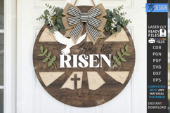 Easter Wall Round Sign Laser Cut | He Is Risen | Religion Product Image 1