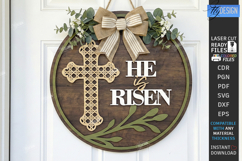 Easter Wall Round Sign Laser Cut | He Is Risen | Religion Product Image 1