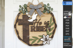 Easter Wall Round Sign Laser Cut | He Is Risen | Religion Product Image 1