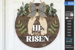 Easter Wall Round Sign Laser Cut | He Is Risen | Religion Product Image 1