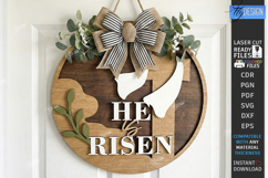 Easter Wall Round Sign Laser Cut | He Is Risen | Religion Product Image 1