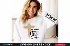 He Makes All New Sleeve SVG, God SVG Design, Faith SVG Product Image 2