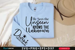 He Sees the Unseen Knows Sleeve SVG, Christian SVG Design Product Image 1