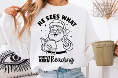He Sees What Youve Been Reading SVG PNG Christmas Book Girl Product Image 1