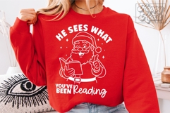 He Sees What Youve Been Reading SVG PNG Christmas Book Girl Product Image 2