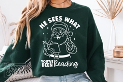 He Sees What Youve Been Reading SVG PNG Christmas Book Girl Product Image 3