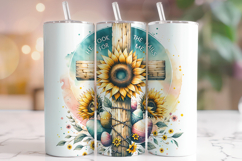Floral Cross Tumbler PNG Sublimation, Christian Tumbler Wrap Product Image 1