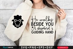 He Walks Beside You Sleeve SVG, Christian SVG Design Product Image 1