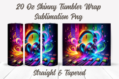 Music Headphones Tumbler Wrap, DJ Tumbler, Music Tumbler PNG Product Image 2