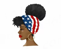 Black Women America Turban Headwrap July 4th Afro Clipart Product Image 2