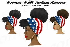 Black Women America Turban Headwrap July 4th Afro Clipart Product Image 1