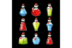 Fantasy magic potions set with heart labels Product Image 1