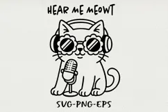 Hipster Cat Line Art Clipart, Funny Puns SVG | PNG | EPS Product Image 1