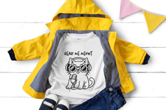 Hipster Cat Line Art Clipart, Funny Puns SVG | PNG | EPS Product Image 3