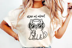 Hipster Cat Line Art Clipart, Funny Puns SVG | PNG | EPS Product Image 2