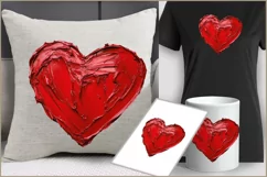 Red heart oil paint png| valentines day| love |heart clipart Product Image 2