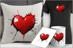 Red heart oil paint png| valentines day| love |heart clipart Product Image 2
