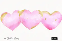 Watercolor Pink and Gold Heart | Love PNG Product Image 1
