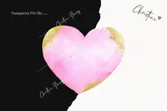 Watercolor Pink and Gold Heart | Love PNG Product Image 2