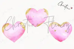 Watercolor Pink and Gold Heart | Love PNG Product Image 3