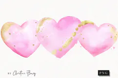 Watercolor Pink and Gold Heart | Love PNG Product Image 1