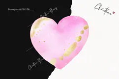 Watercolor Pink and Gold Heart | Love PNG Product Image 2