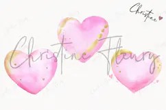 Watercolor Pink and Gold Heart | Love PNG Product Image 3