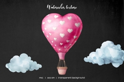 Watercolor pink heart shape air balloon clipart Product Image 6