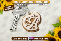 Heart Alphabet Keychains Laser Cut Bundle, Heart Ornament Product Image 3