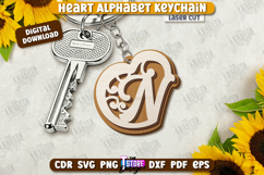 Heart Alphabet Keychains Laser Cut Bundle, Heart Ornament Product Image 16