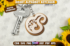 Heart Alphabet Keychains Laser Cut Bundle, Heart Ornament Product Image 21