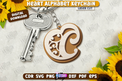 Heart Alphabet Keychains Laser Cut Bundle, Heart Ornament Product Image 5