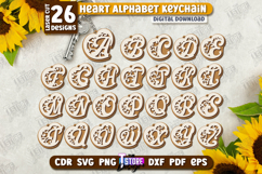 Heart Alphabet Keychains Laser Cut Bundle, Heart Ornament Product Image 1
