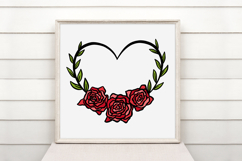 Heart and Roses Wreath Flower Graphic Clipart PNG Product Image 2