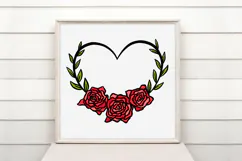 Heart and Roses Wreath Flower Graphic Clipart PNG Product Image 2
