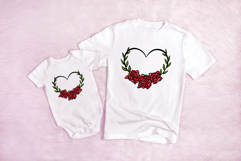 Heart and Roses Wreath Flower Graphic Clipart PNG Product Image 3