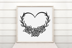 Heart and Roses Wreath Flower Graphic Clipart PNG Product Image 2