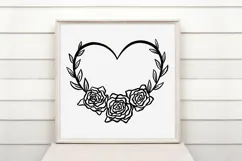 Heart and Roses Wreath Flower Graphic Clipart PNG Product Image 2