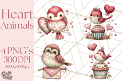 Valentine Clipart PNG, Cute Critters Hearts, Puppies Kittens Product Image 1