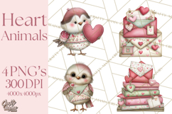 Valentine Clipart PNG, Cute Critters Hearts, Puppies Kittens Product Image 1