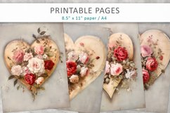 Vintage heart junk journal pages, printable paper Product Image 1