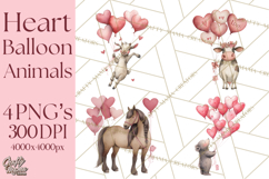 Valentine Animal Clipart Heart Balloon PNG Cute Love Art Product Image 1