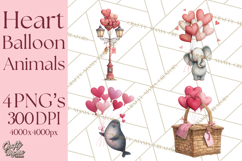 Valentine Animal Clipart Heart Balloon PNG Cute Love Art Product Image 1