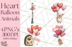 Valentine Animal Clipart Heart Balloon PNG Cute Love Art Product Image 1