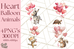Valentine Animal Clipart Heart Balloon PNG Cute Love Art Product Image 1