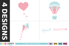 Coordinated pastel celebration graphics for baby showers and welcome baby parties