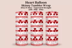 Heart Balloon valentine skinny tumbler sublimation design for 20oz and 30oz skinny tumbler sublimation wrap